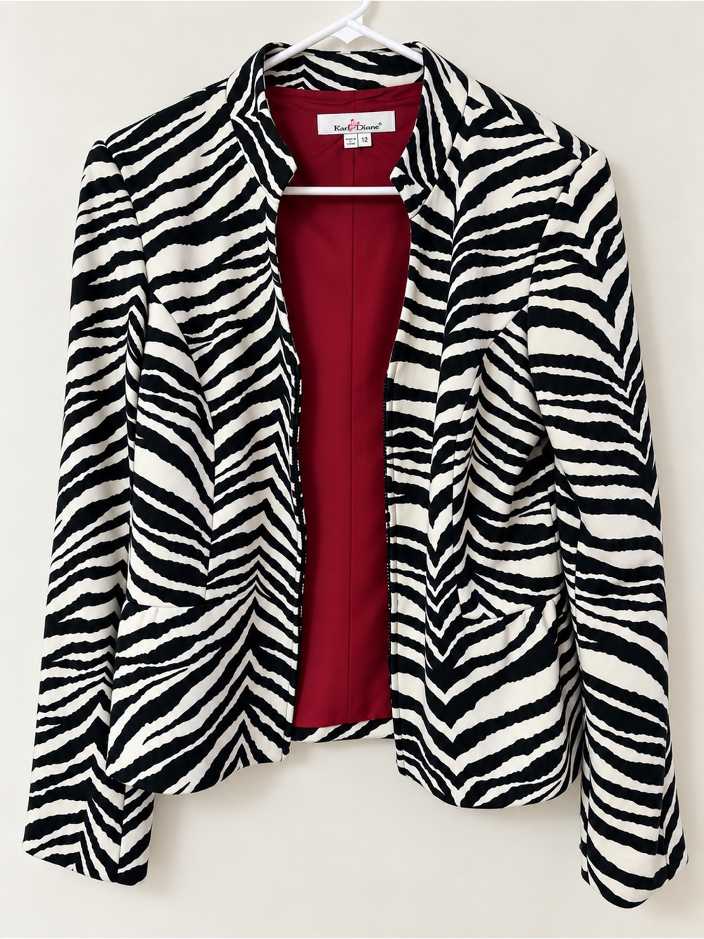Zebra-Print Black & White Women's Peplum Blazer